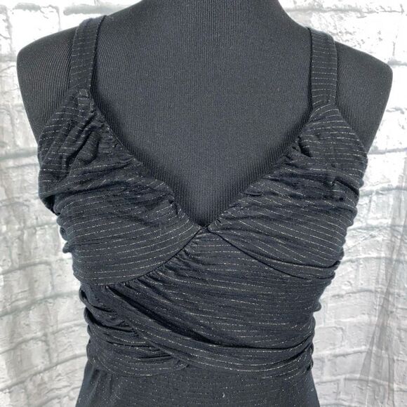 Forever 21 brand new bodycon stripe tank w/shimmer stripes, drape rouge top sz L - Picture 3 of 8